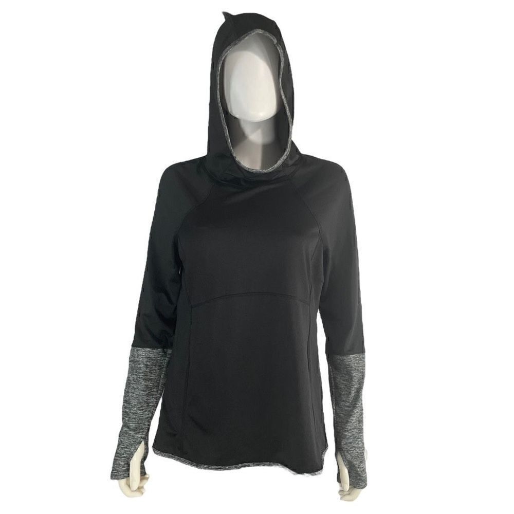 Avia Women Black Gray Hoodie Pullover Medium